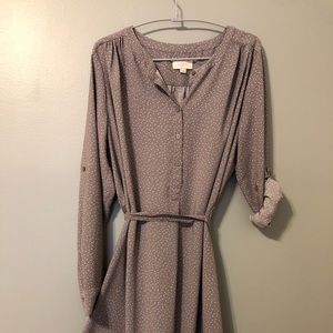 Loft Button down Tie waste Knee length Dress